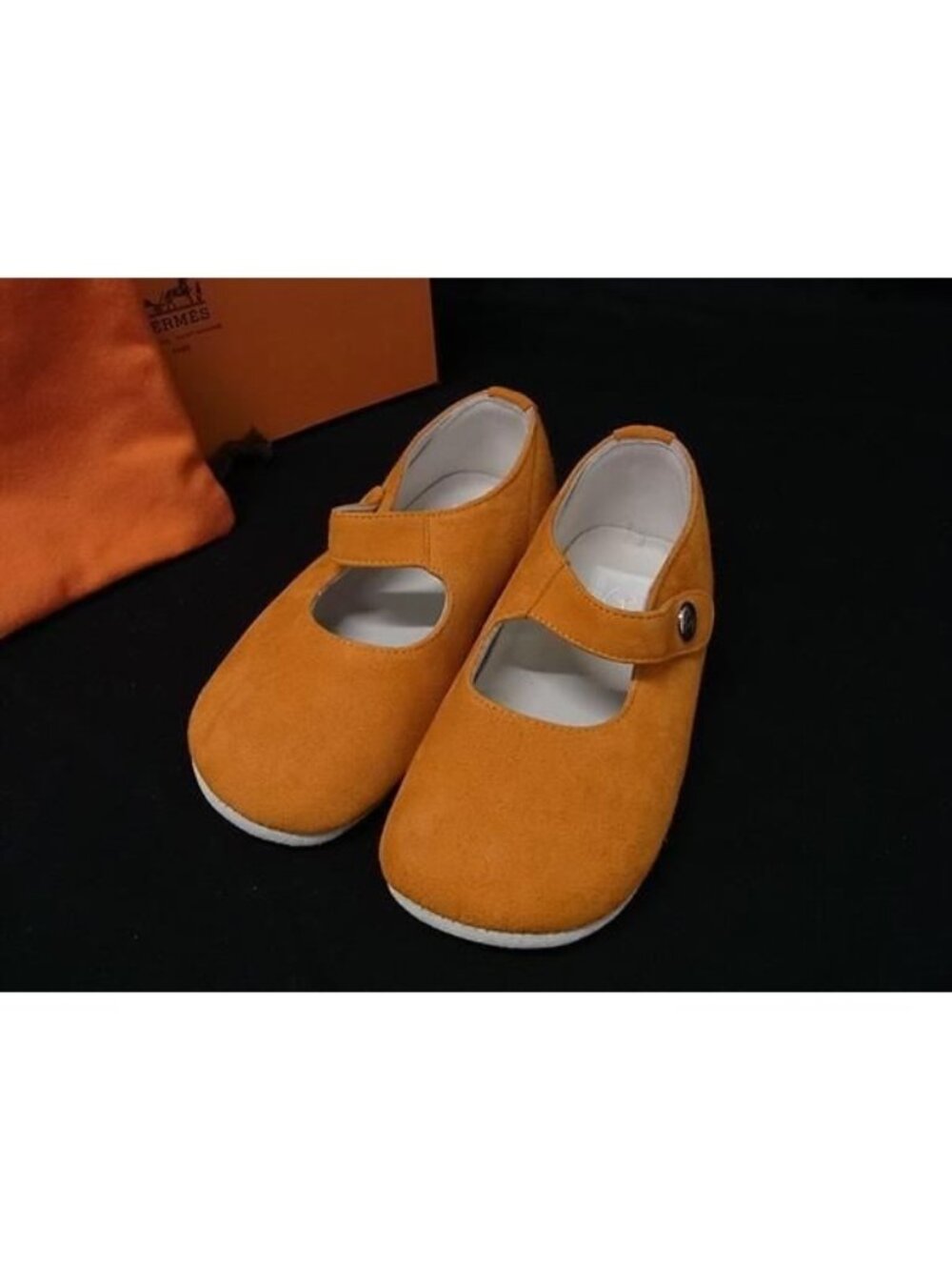 Hermes Adada Suede First Shoes Baby Orange